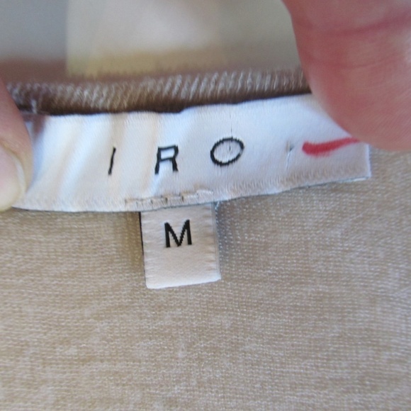 IRO Women's DALIA RUFFLED Sides TEE Blouse Beige Size M - Picture 8 of 9